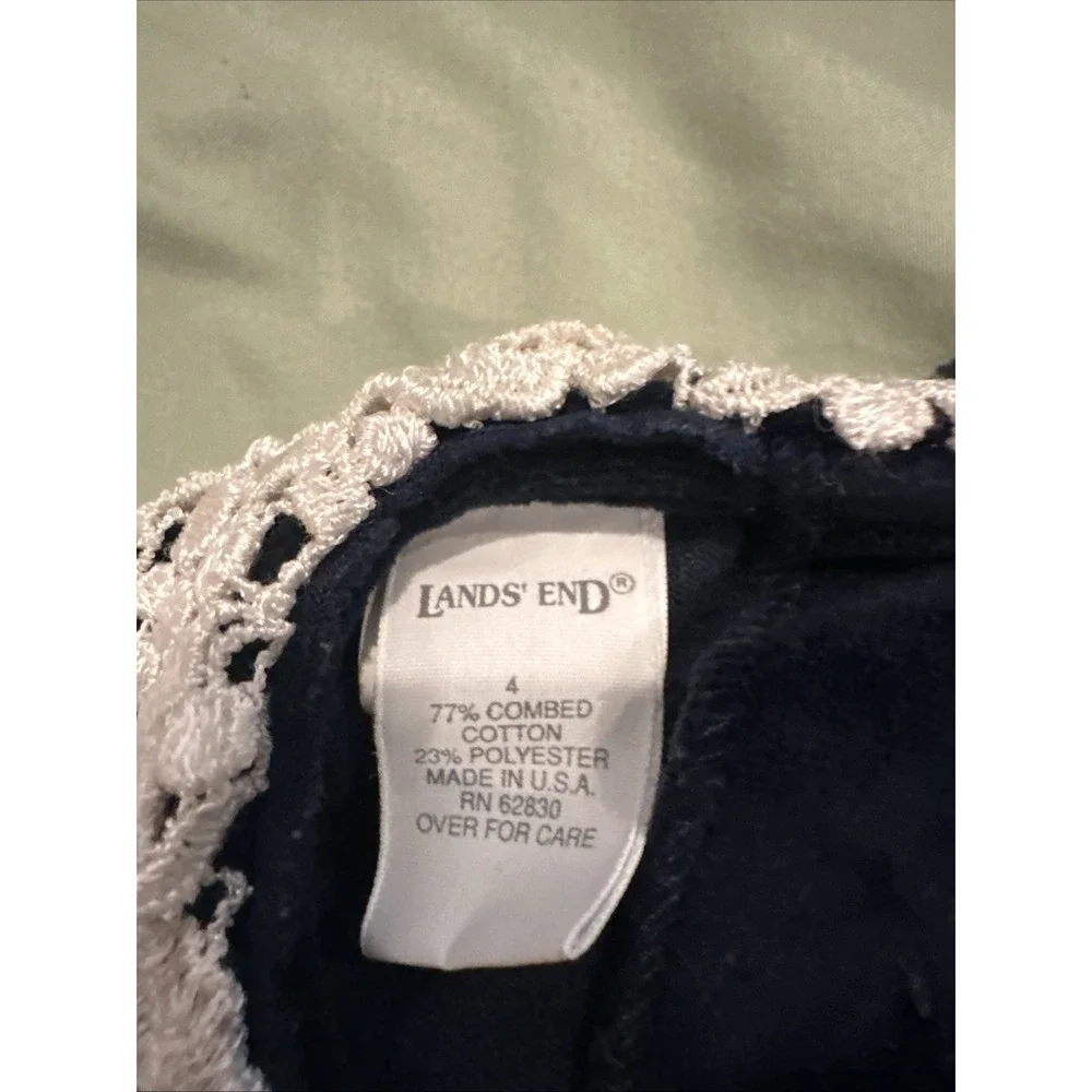 Vintage Lands End Blue Velvet Toddler Dress 4 Christmas Dress‎ Lace Collar